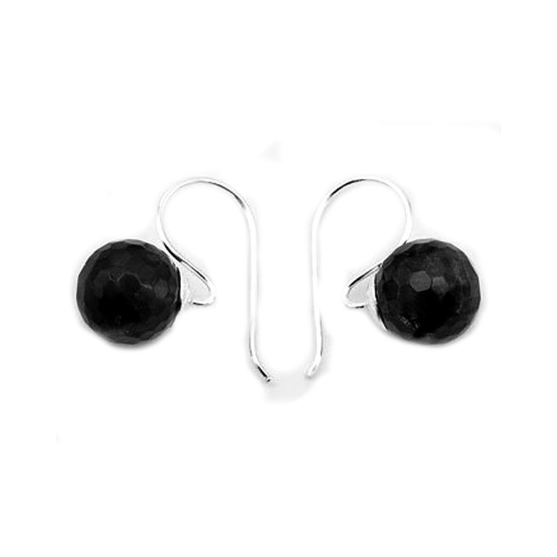 Bijoucolor - Boucles d'oreilles cristal noir facetté