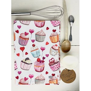 Torchon 100% coton bio (gots) - cupcakes