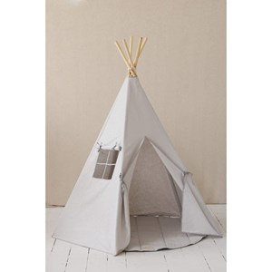 Tente tipi avec tapis gris pigeon