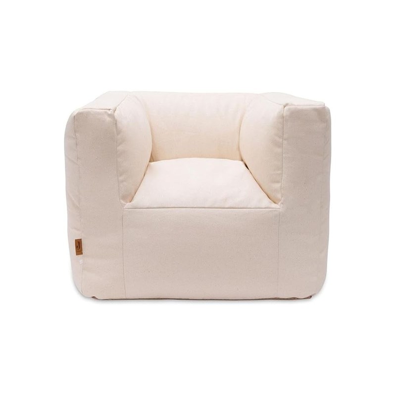 Fauteuil pouf enfant blanc twill natural