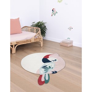 Tapis coton tropica perroquet rose par l