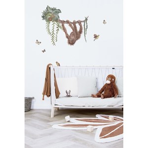 Tapis coton feuille tropicale terracotta