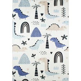Tapis enfant dinosaures happy bleu par n