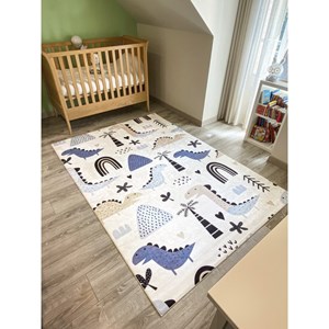 Tapis enfant dinosaures happy bleu par n
