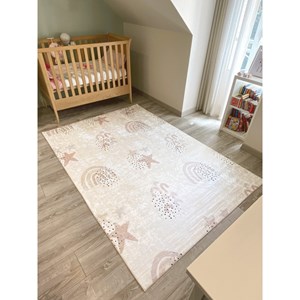 Tapis enfant etoiles happy crème par naz