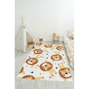 Tapis enfant lions happy beige par nazar