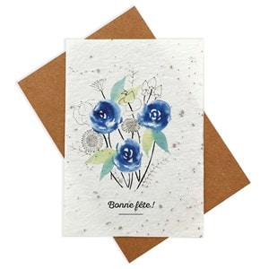 Carte à planter bonne fête roses bleues