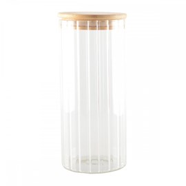 Pot de rangement en verre et bois