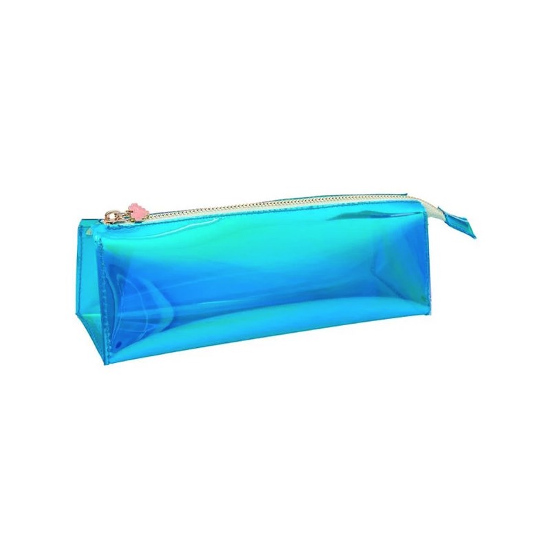 Trousse bleu irise transparente