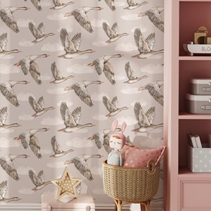 Papier peint oies - beige