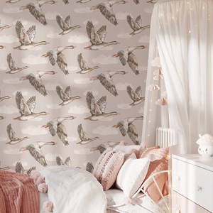 Papier peint oies - beige