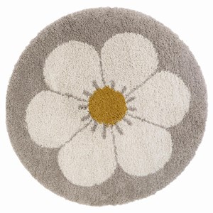 Tapis bohemian daisy rond beige