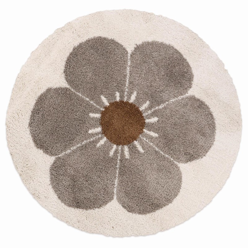 Tapis bohemian daisy rond taupe (Nattiot) - Image 2