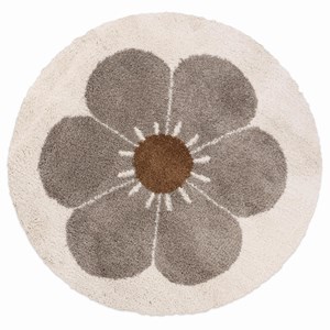 Tapis bohemian daisy rond taupe
