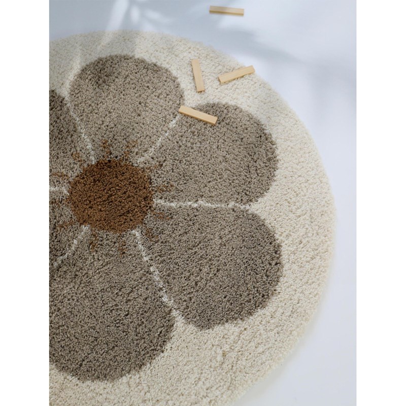 Tapis bohemian daisy rond taupe (Nattiot) - Image 3
