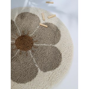 Tapis bohemian daisy rond taupe