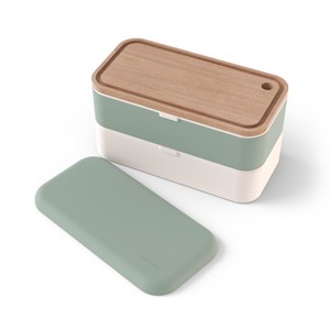 Set lunch box rectangle vert + planche