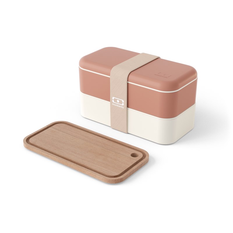 Set lunch box rectangle rose + planche