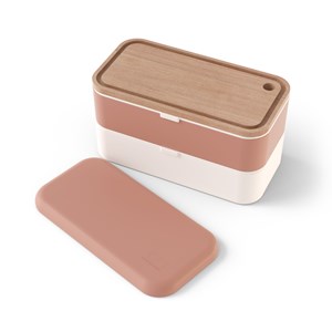 Set lunch box rectangle rose + planche