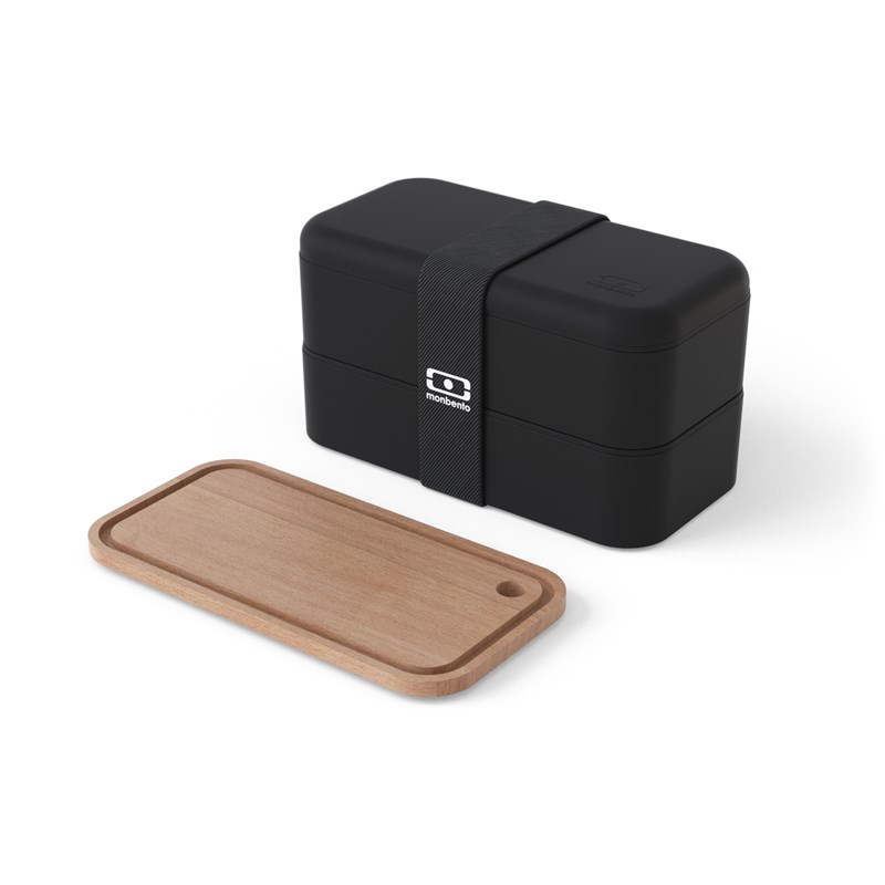 Set lunch box rectangle noir + planche