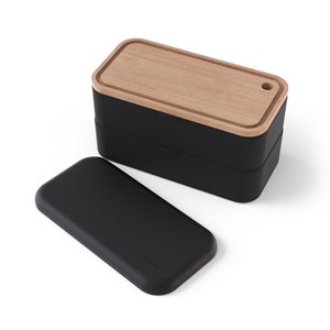 Set lunch box rectangle noir + planche