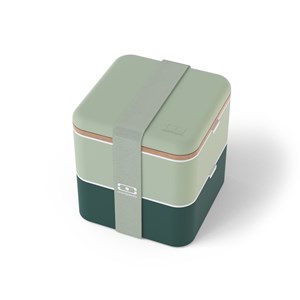 Set lunch box carrée vert + planche