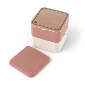 Set lunch box carrée rose + planche