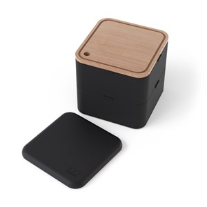 Set lunch box carrée noir + planche