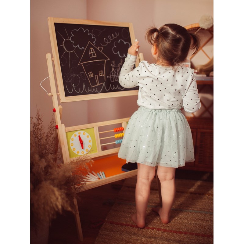 Tableau enfant en bois, chevalet pliable