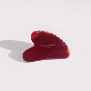 Gua sha coeur à dents - cornaline