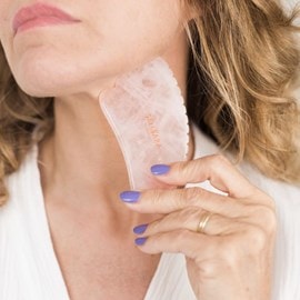 Gua sha corne à dents - quartz rose