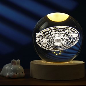 Veilleuse boule de cristal système solai