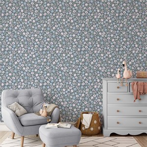 Papier peint marguerites blue