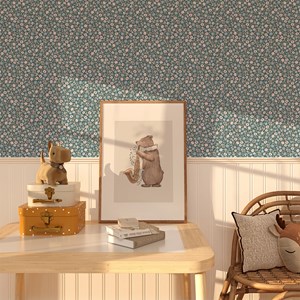 Papier peint  mini marguerites blue