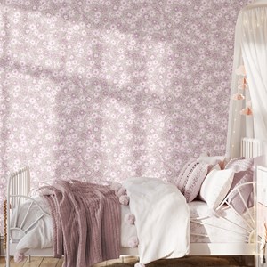 Papier peint  marguerites rose