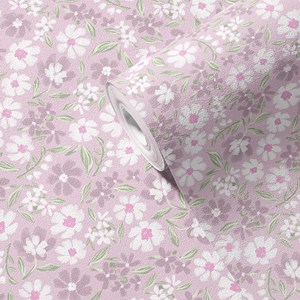 Papier peint  marguerites rose