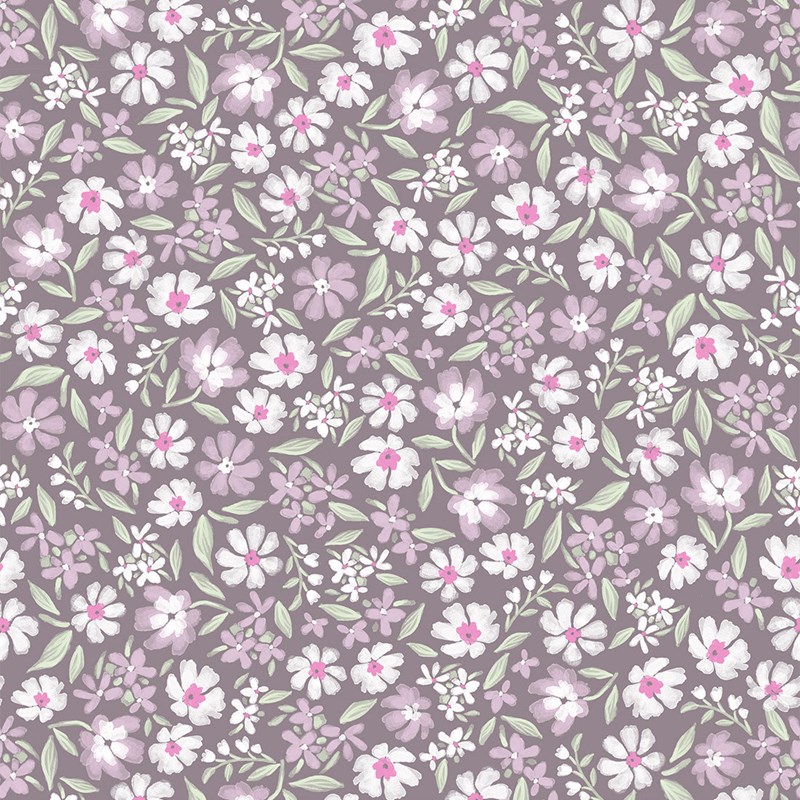 Papier peint marguerites prune