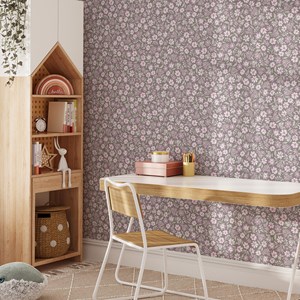 Papier peint  marguerites prune