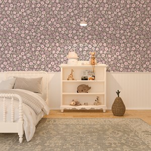 Papier peint  marguerites prune