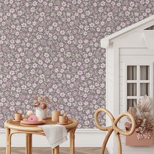 Papier peint  marguerites prune