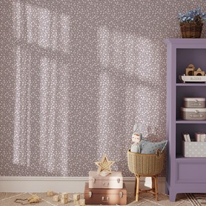 Papier peint  mini marguerites prune