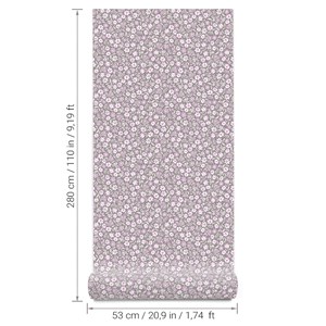 Papier peint  mini marguerites prune