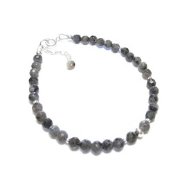 Bracelet labradorite noire et argent 925