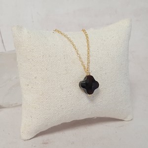 Collier trèfle onyx argent 925 doré