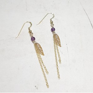 Boucles d’oreilles feuilles améthyste