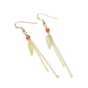 Boucles d’oreilles feuilles cornaline