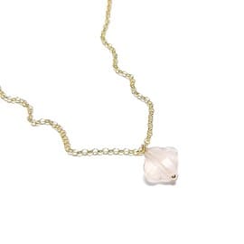 Collier trèfle quartz rose argent 925