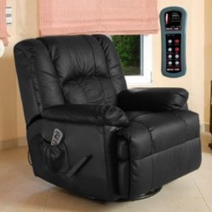 Fauteuil cuir  massant-pivotant Noir