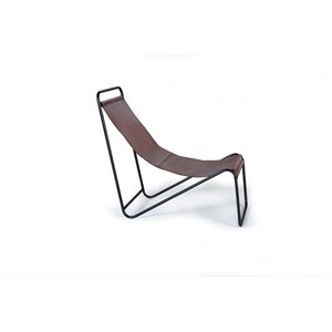 Fauteuil fer-cuir de vache marron -