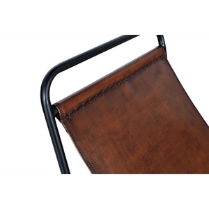 Fauteuil fer-cuir de vache marron -